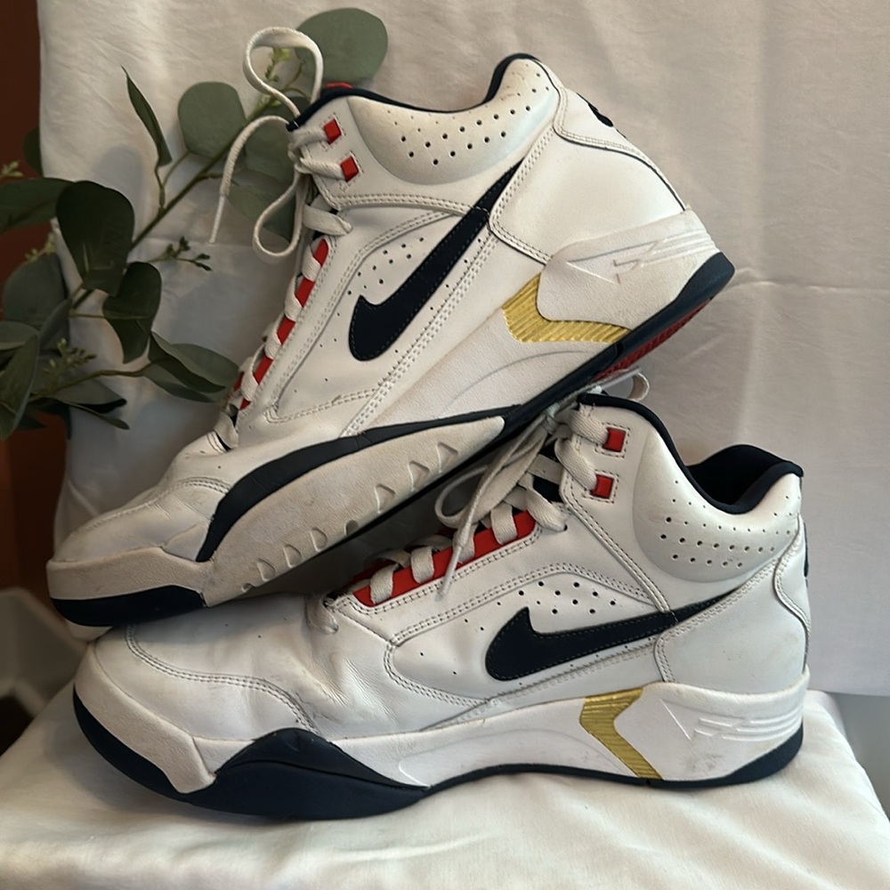 Nike Air Flight white red blue gold men’s lite 12 lace up Olympic mid sneakers - Picture 4 of 16